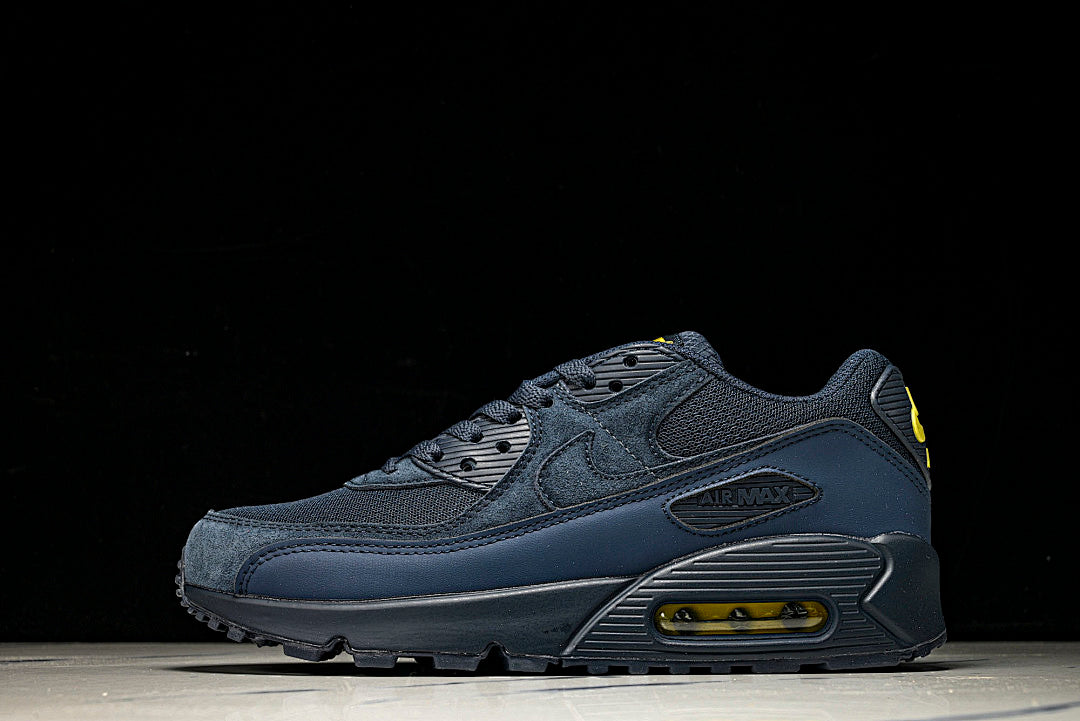 DM0029-401 AIR MAX 90 RETRO AIR CUSHIONED RUNNING SHOES NAVY BLUE/BLACK