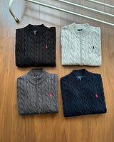 Ralph Lauren Cable-Knit Zip Stand-Collar Sweater RL2503