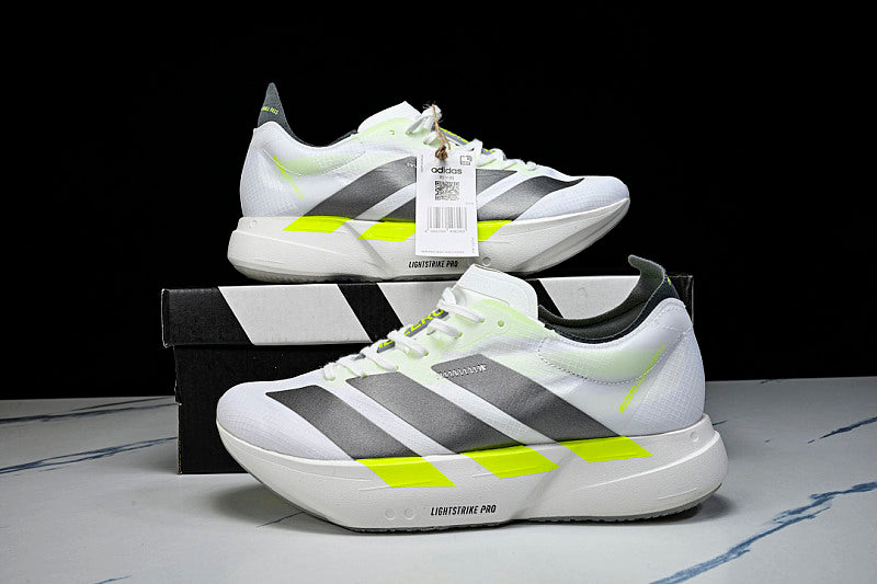 KJ7036 ADIZERO ADIOS 4 M LOW-TOP RUNNING SHOES WHITE/GREY/GREEN