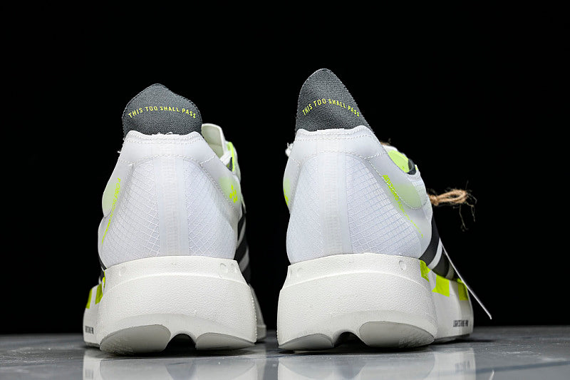 KJ7036 ADIZERO ADIOS 4 M LOW-TOP RUNNING SHOES WHITE/GREY/GREEN