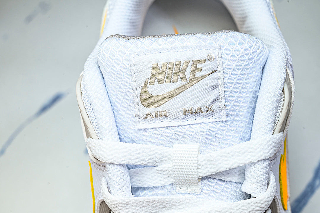 DM0029-119 AIR MAX 90 RETRO AIR CUSHIONED RUNNING SHOES LIGHT GRAY/WHITE/ORANGE