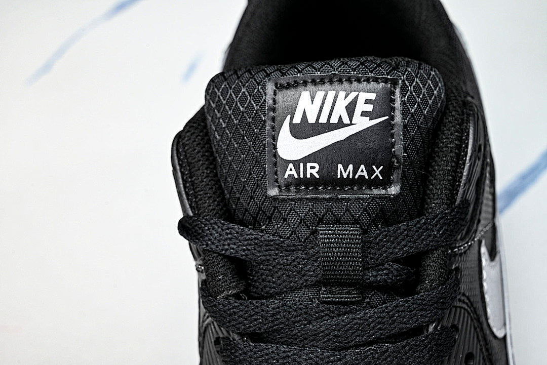 HV4517-002 AIR MAX 90 RETRO AIR CUSHIONED RUNNING SHOES BLACK/LIGHT GRAY