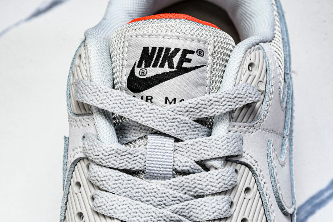 DC4466-001 AIR MAX 90 TRENDY COUPLE LOW TOP AIR CUSHIONED CASUAL LIGHT GRAY/DARK GRAY/ORANGE