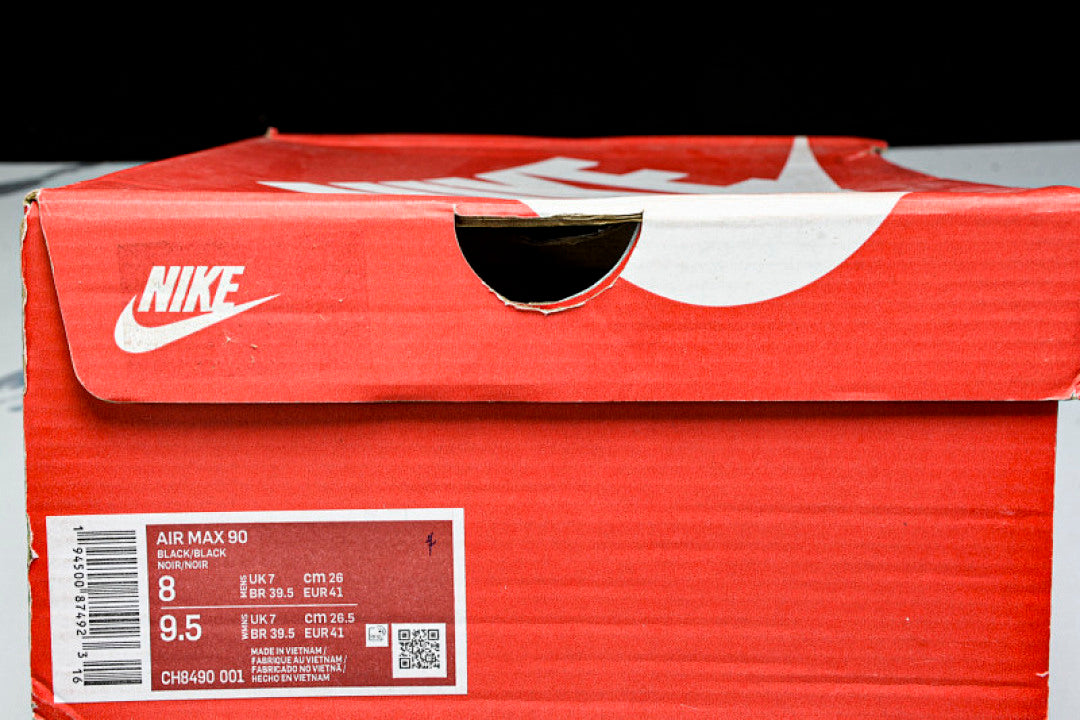 CH8490-001 AIR MAX 90 TRENDY COUPLE LOW TOP AIR CUSHIONED CASUAL BLACK/DARK GRAY/WHITE