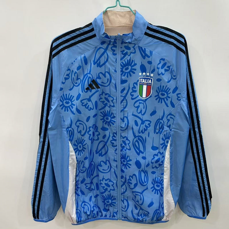 Italy Light Blue Print Windbreaker