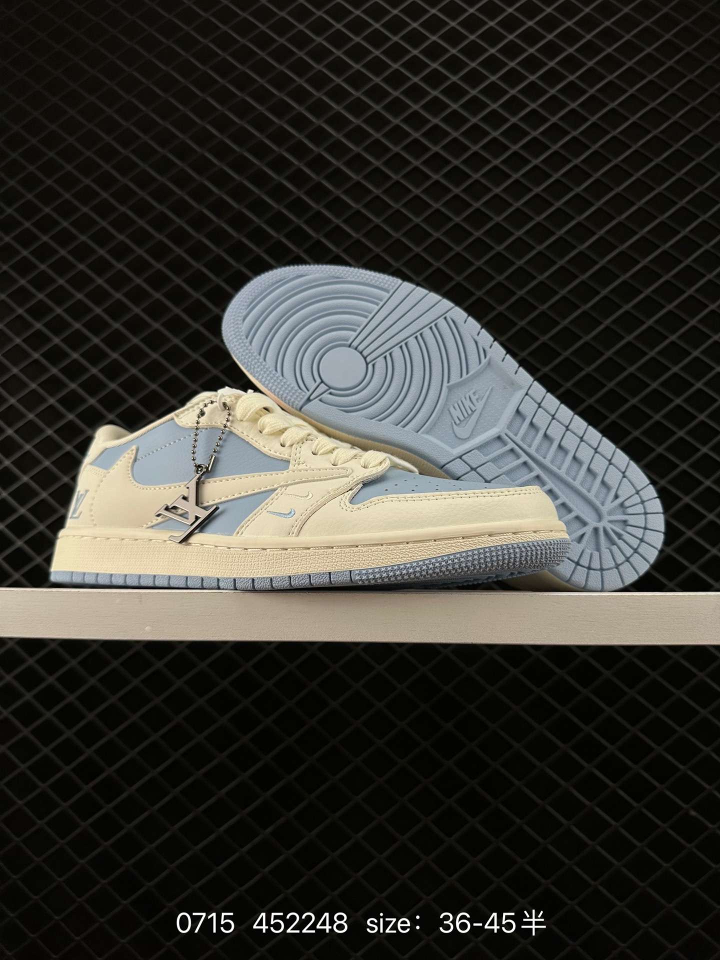 24 Overseas popular models are on sale in limited edition! Corporate-level Travis Scott x Fragment Design x Jordan Air Jordan Low OG SP LV joint name - "Blue Double Swoosh" Multi-party joint cooperation