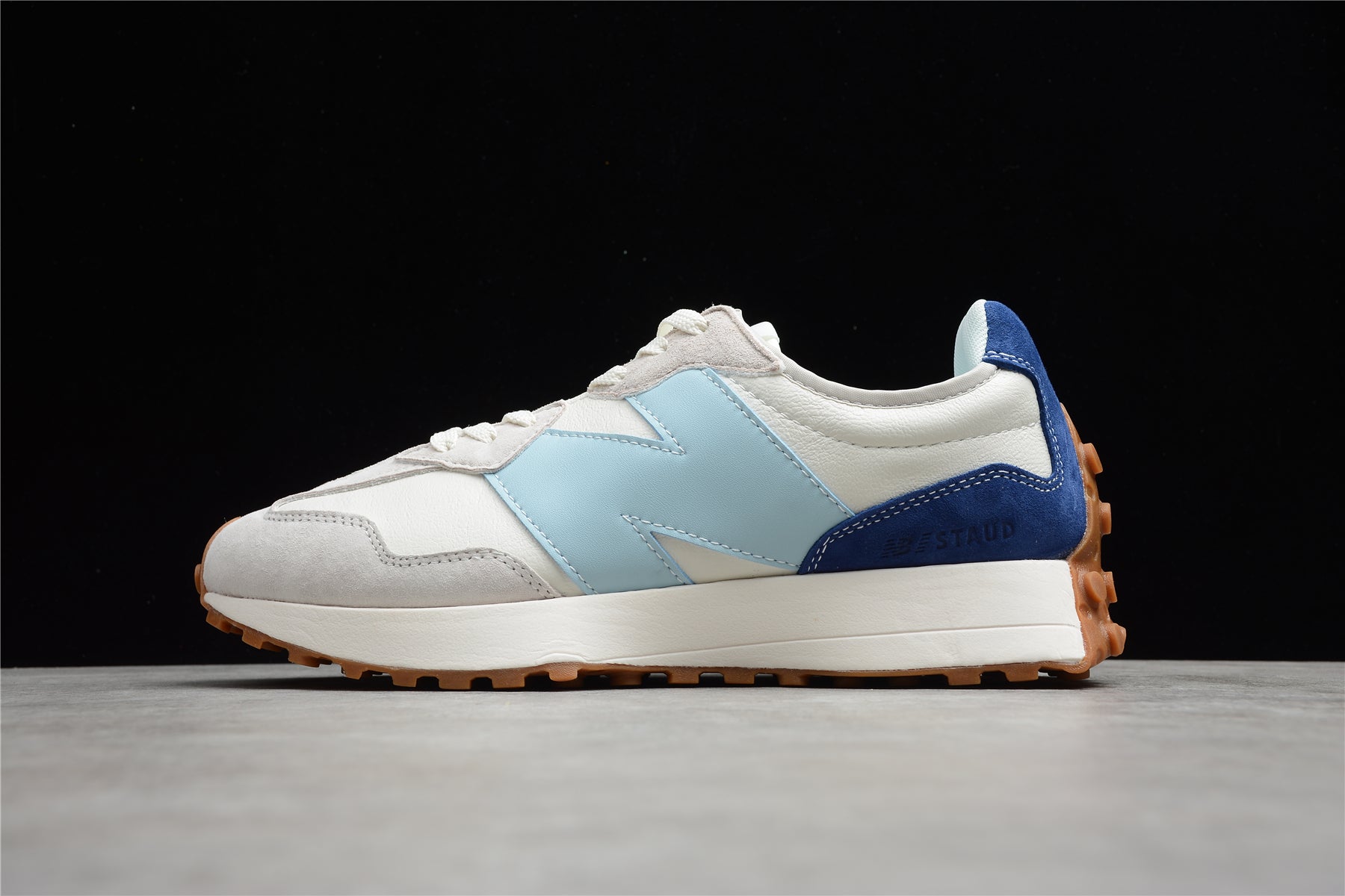 STAUD x New Balance 327 series summer men's and women's sports and leisure running shoes white blue