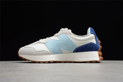 STAUD x New Balance 327 series summer men's and women's sports and leisure running shoes white blue
