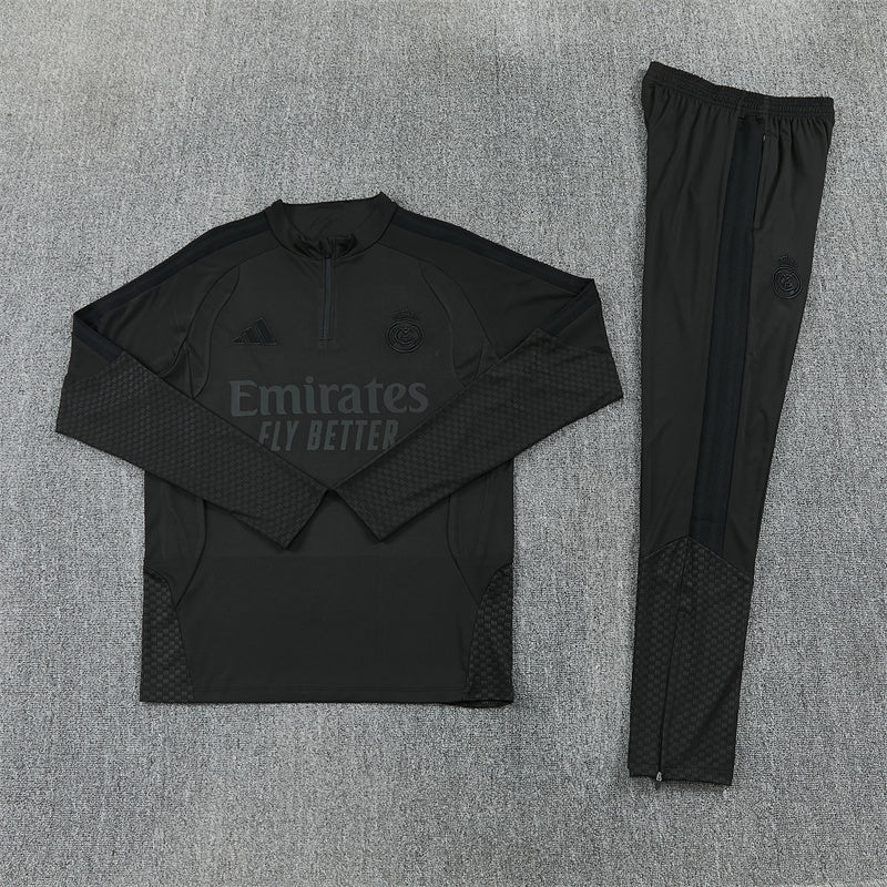 26-27 Season Real Madrid Full-Black Color Football Sweater Set