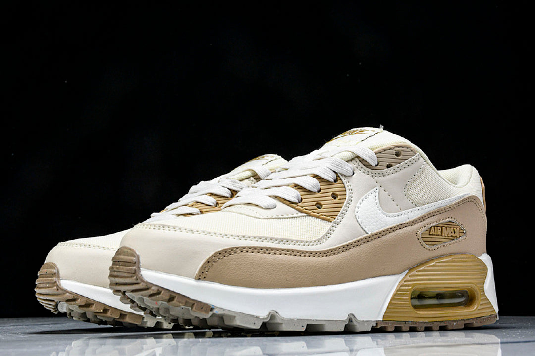 DH8010-004 AIR MAX 90 RETRO AIR CUSHIONED RUNNING SHOES BROWN POWDER/WHITE