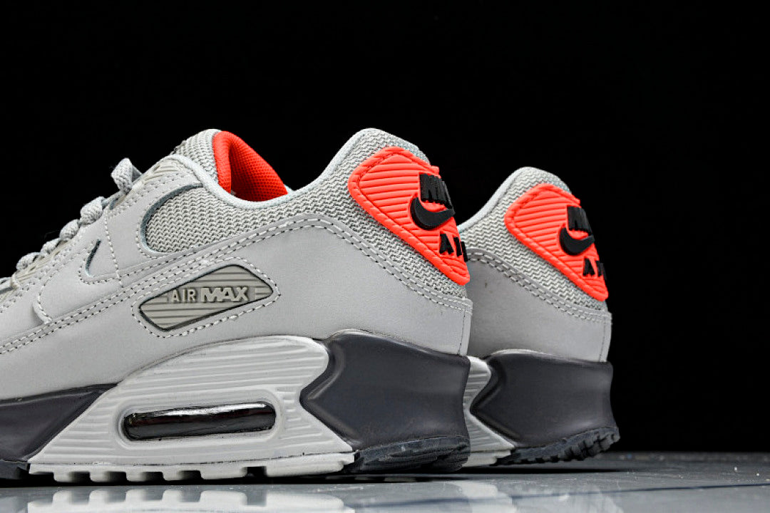 DC4466-001 AIR MAX 90 TRENDY COUPLE LOW TOP AIR CUSHIONED CASUAL LIGHT GRAY/DARK GRAY/ORANGE