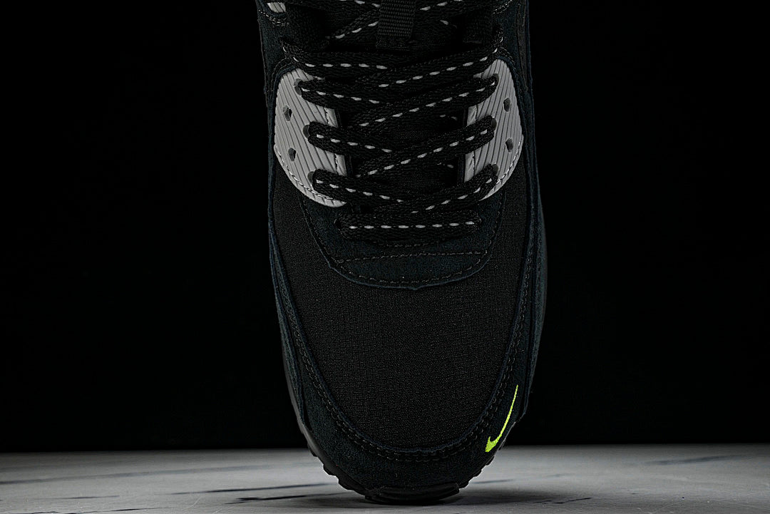 【250】FQ2377-001 AIR MAX 90 RETRO AIR CUSHIONED RUNNING SHOES BLACK/LIGHT GRAY/GREEN
