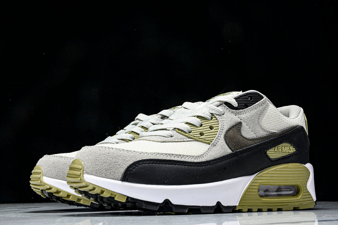 DM0029-011 AIR MAX 90 RETRO AIR CUSHIONED RUNNING SHOES BLACK/WHITE/TEA GREEN
