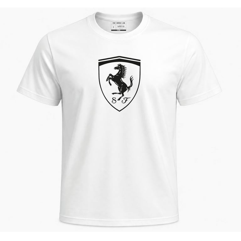 Ferrari Black Logo White T-Shirt