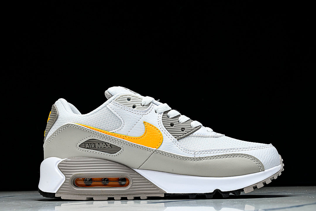 DM0029-119 AIR MAX 90 RETRO AIR CUSHIONED RUNNING SHOES LIGHT GRAY/WHITE/ORANGE
