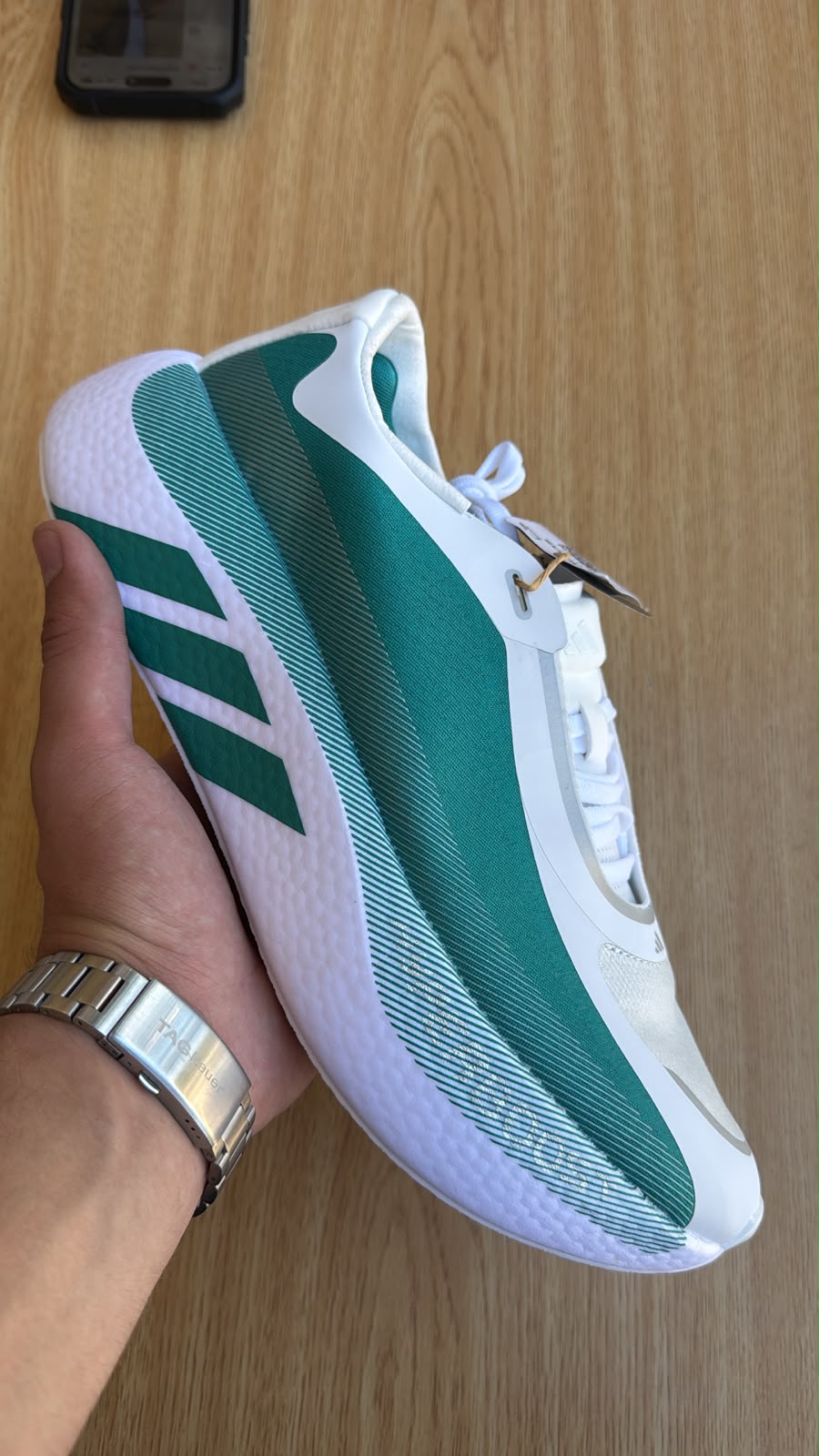 Adidas hyperboost white/green stock