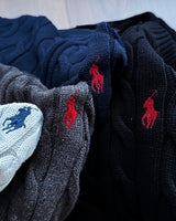 Ralph Lauren Cable-Knit Half-Zip Stand-Collar Sweater RL2502