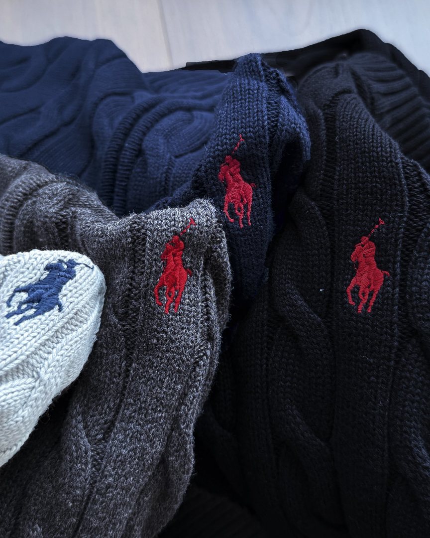 Ralph Lauren Cable-Knit Half-Zip Stand-Collar Sweater RL2502
