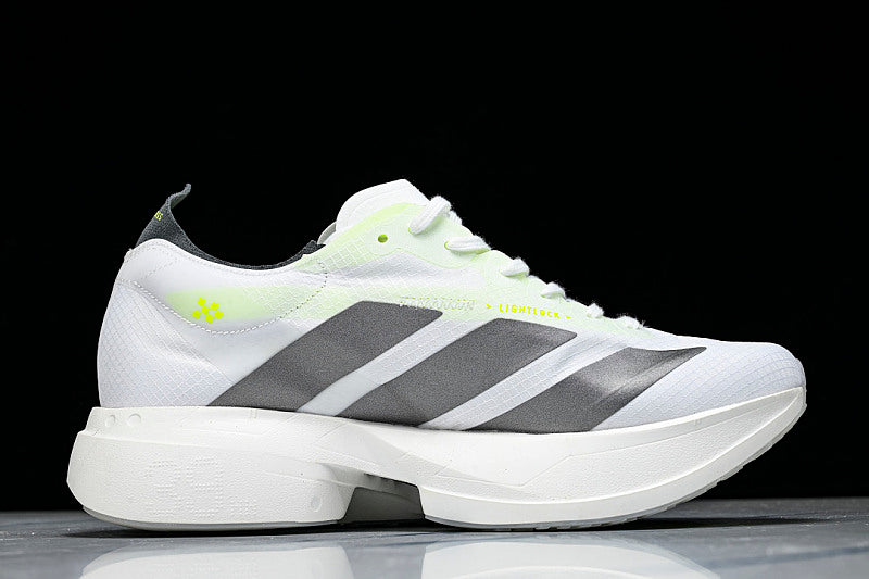 KJ7036 ADIZERO ADIOS 4 M LOW-TOP RUNNING SHOES WHITE/GREY/GREEN