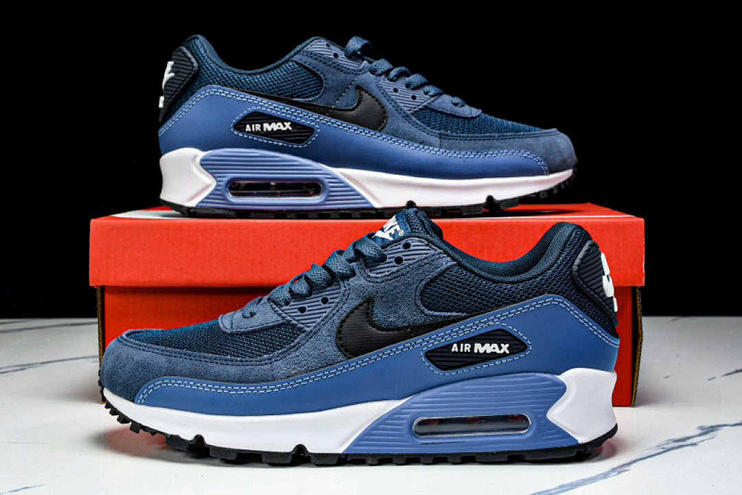AIR MAX 90 TRENDY COUPLE LOW TOP AIR CUSHIONED CASUAL WHITE/BLACK/NAVY BLUE