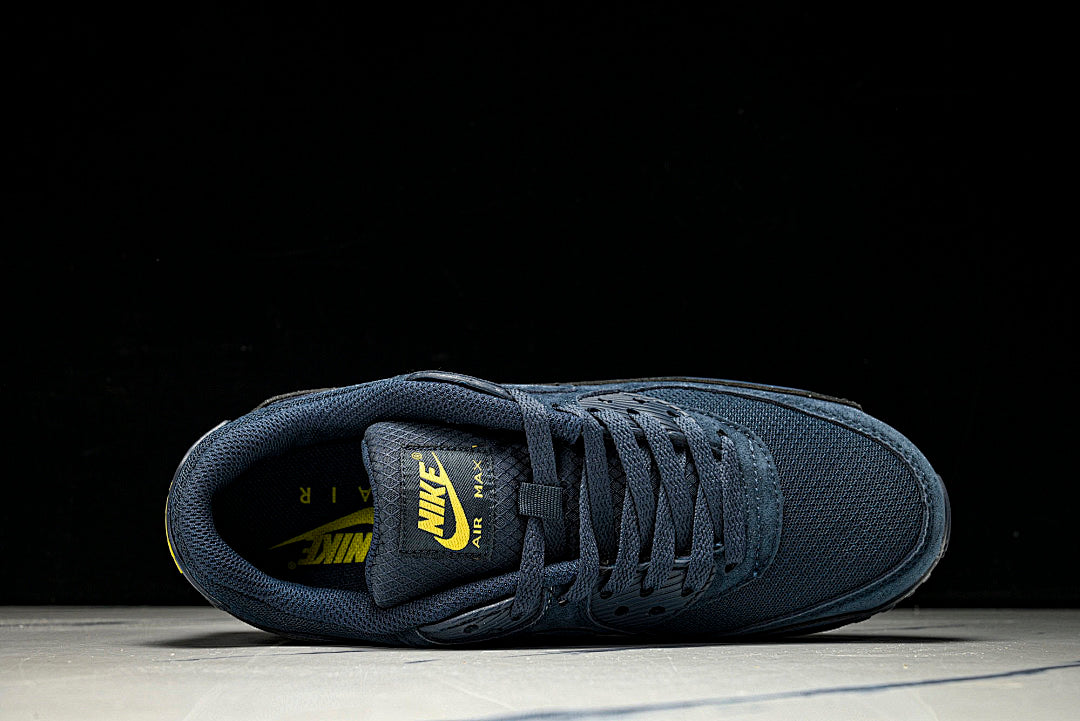 DM0029-401 AIR MAX 90 RETRO AIR CUSHIONED RUNNING SHOES NAVY BLUE/BLACK