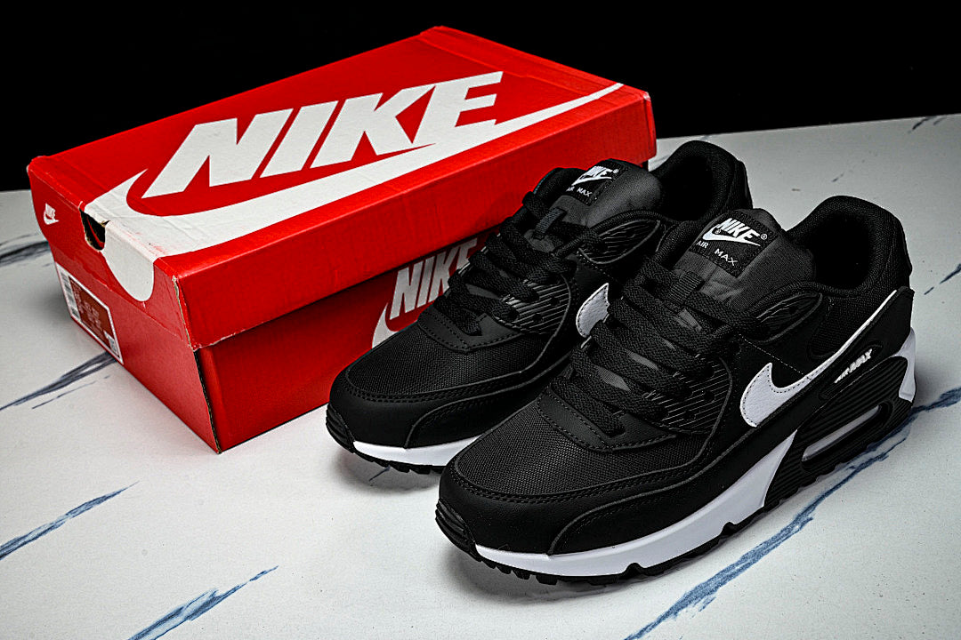 DH8010-002 AIR MAX 90 RETRO AIR CUSHIONED RUNNING SHOES BLACK/WHITE