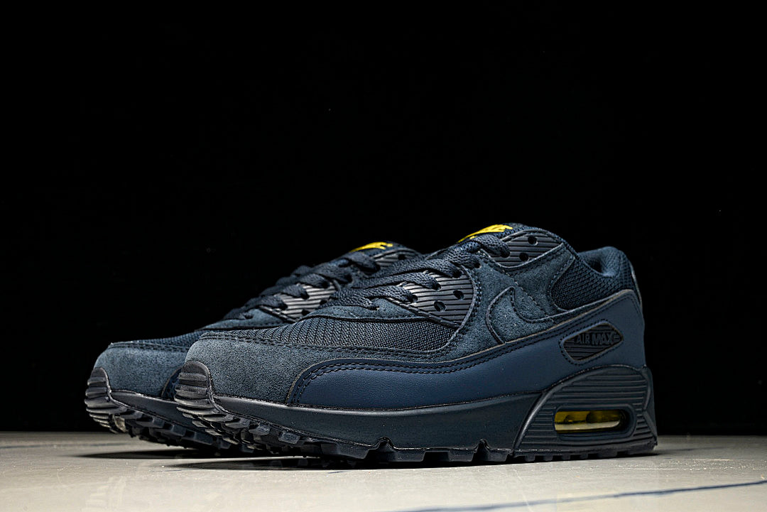 DM0029-401 AIR MAX 90 RETRO AIR CUSHIONED RUNNING SHOES NAVY BLUE/BLACK