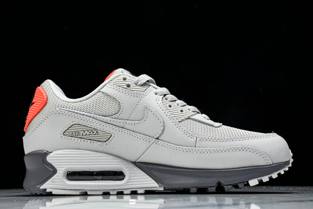 DC4466-001 AIR MAX 90 TRENDY COUPLE LOW TOP AIR CUSHIONED CASUAL LIGHT GRAY/DARK GRAY/ORANGE