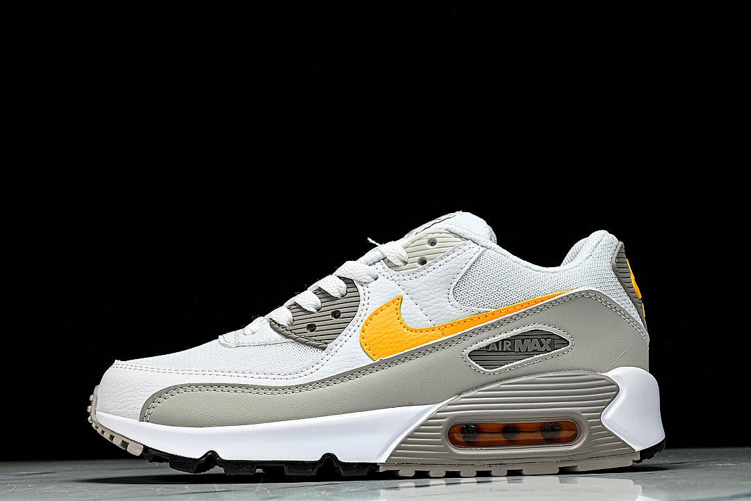 DM0029-119 AIR MAX 90 RETRO AIR CUSHIONED RUNNING SHOES LIGHT GRAY/WHITE/ORANGE