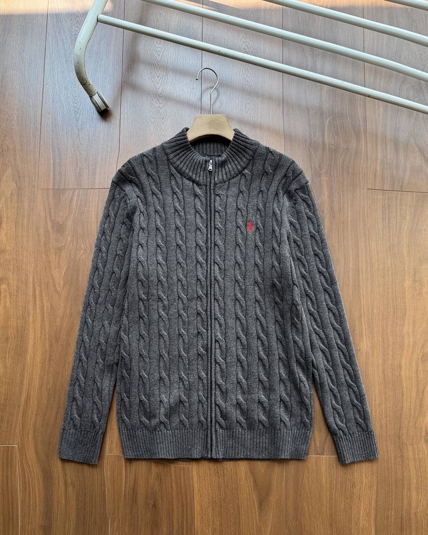 Ralph Lauren Cable-Knit Zip Stand-Collar Sweater RL2503