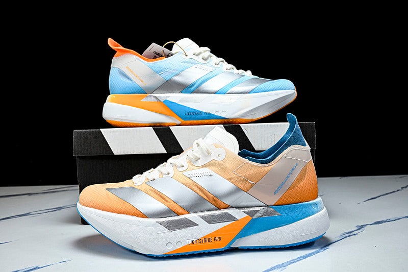 KH6360 ADIZERO ADIOS 4 M LOW-TOP RUNNING SHOES ORANGE/SILVER/BLUE/WHITE