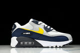 AJ1285-101 AIR MAX 90 RETRO AIR CUSHIONED RUNNING SHOES BLACK/WHITE/LIGHT GRAY/YELLOW