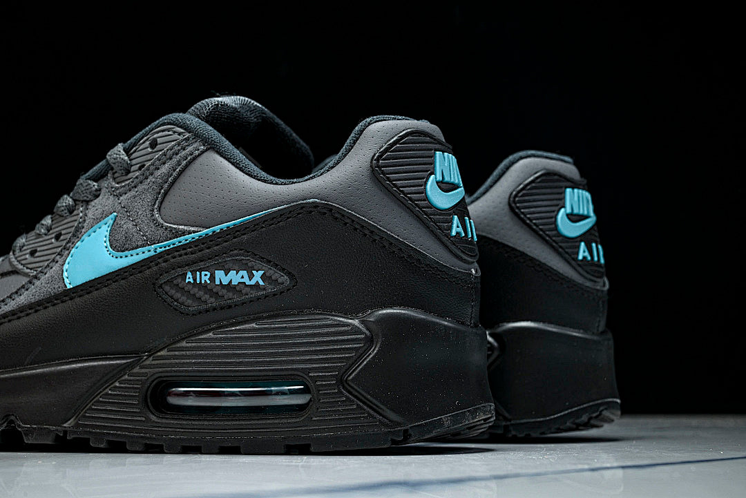 IF0670-002 AIR MAX 90 RETRO AIR CUSHIONED RUNNING SHOES BLACK/ANTHRACITE/SKY BLUE