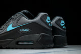 IF0670-002 AIR MAX 90 RETRO AIR CUSHIONED RUNNING SHOES BLACK/ANTHRACITE/SKY BLUE