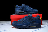 DM0029-401 AIR MAX 90 RETRO AIR CUSHIONED RUNNING SHOES NAVY BLUE/BLACK