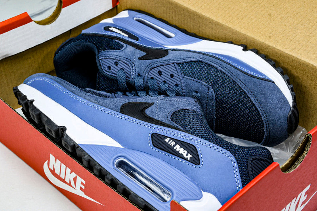 AIR MAX 90 TRENDY COUPLE LOW TOP AIR CUSHIONED CASUAL WHITE/BLACK/NAVY BLUE