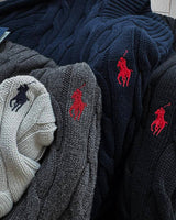 Ralph Lauren Cable-Knit Zip Stand-Collar Sweater RL2503