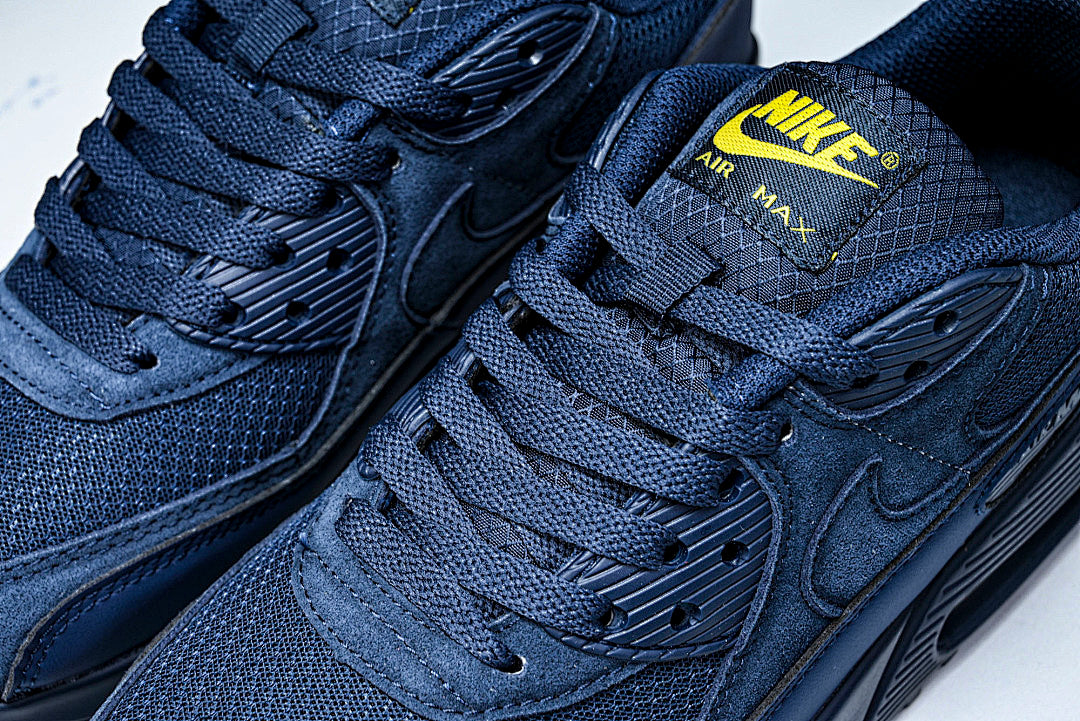 DM0029-401 AIR MAX 90 RETRO AIR CUSHIONED RUNNING SHOES NAVY BLUE/BLACK