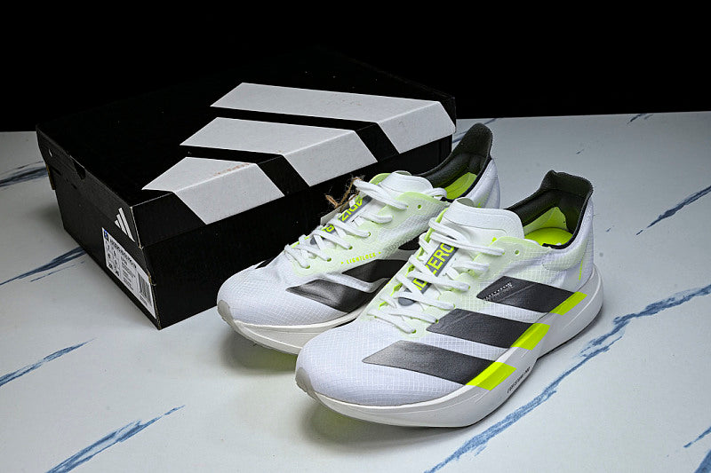 KJ7036 ADIZERO ADIOS 4 M LOW-TOP RUNNING SHOES WHITE/GREY/GREEN