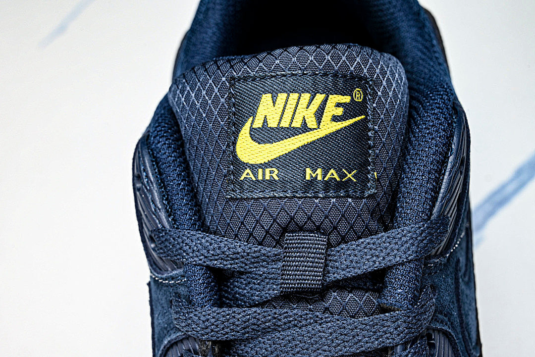 DM0029-401 AIR MAX 90 RETRO AIR CUSHIONED RUNNING SHOES NAVY BLUE/BLACK