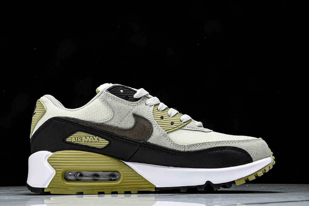 DM0029-011 AIR MAX 90 RETRO AIR CUSHIONED RUNNING SHOES BLACK/WHITE/TEA GREEN