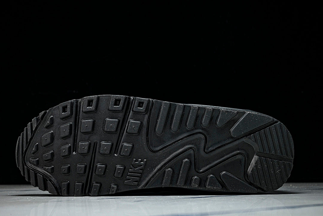 HV4517-002 AIR MAX 90 RETRO AIR CUSHIONED RUNNING SHOES BLACK/LIGHT GRAY