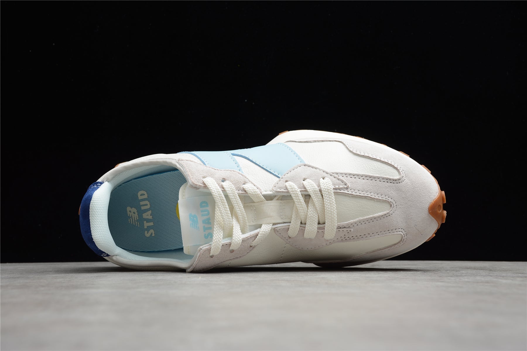 STAUD x New Balance 327 series summer men's and women's sports and leisure running shoes white blue