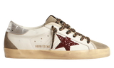 Golden Goose Super-Star with burgundy glitter star and silver heel tab