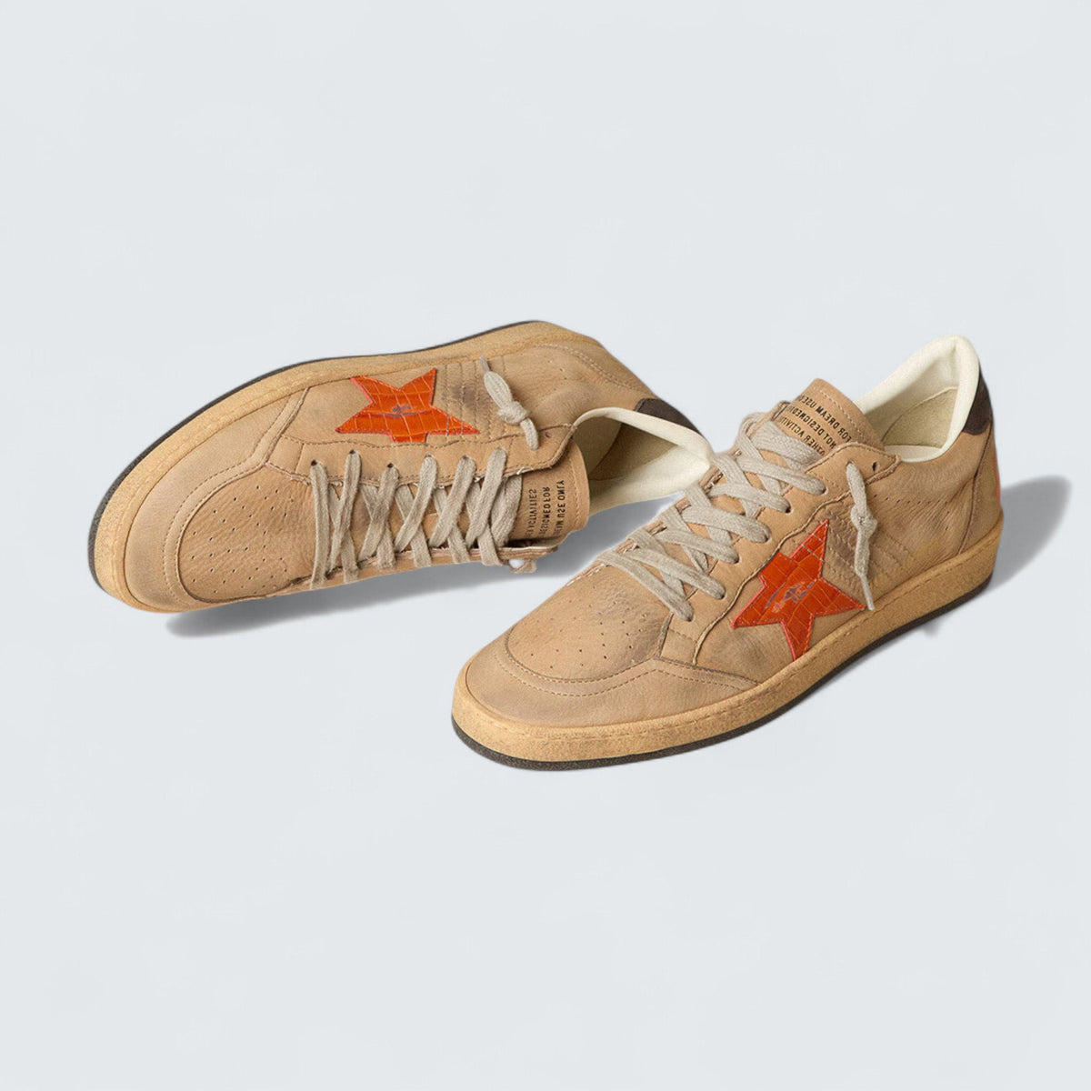 Ball Star 'Beige Nubuck with Croc-Print Leather Star and Nubuck Heel Tab'