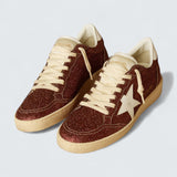 Ball Star 'Burgundy Glitter with White Leather Star and Heel Tab'
