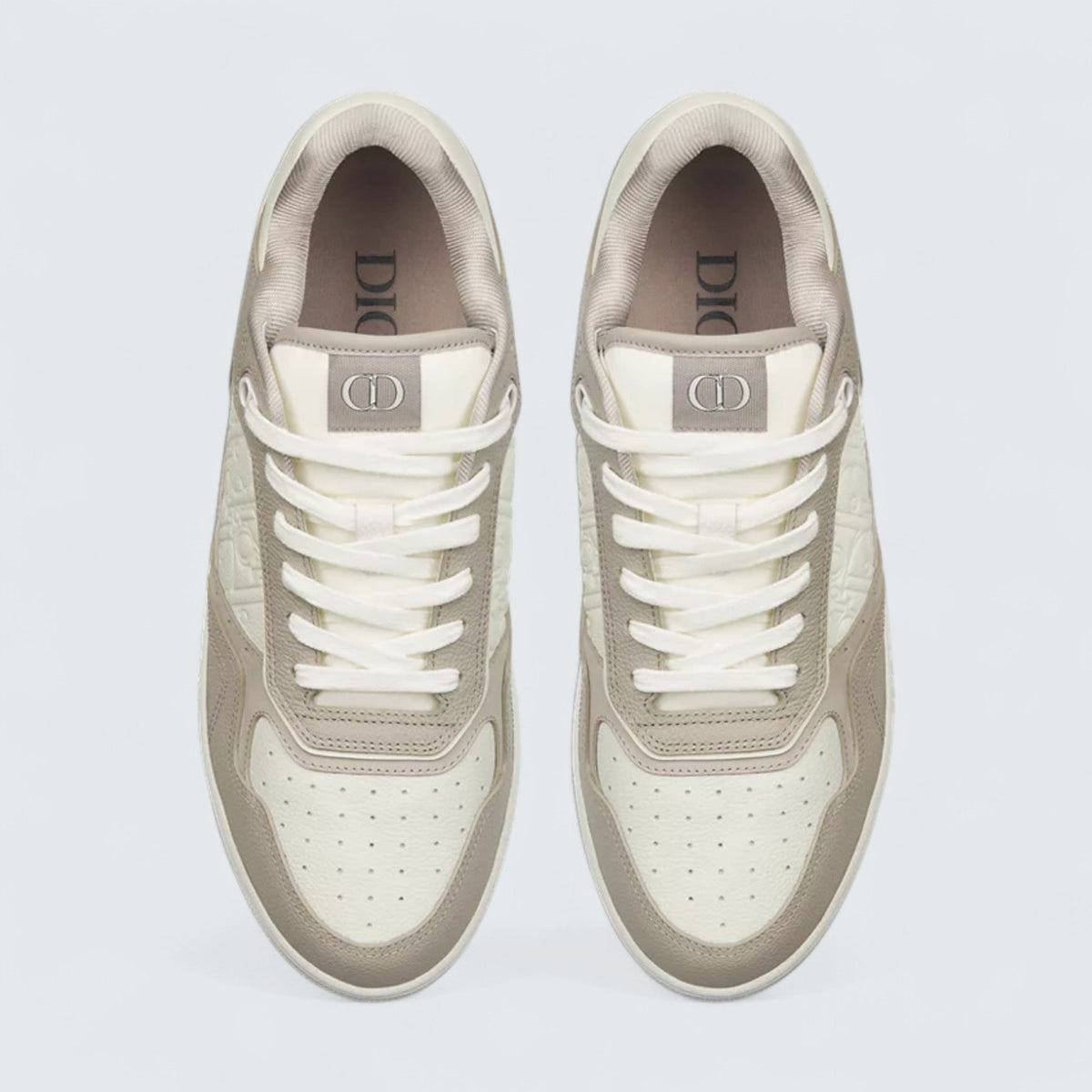 B27 Uptown Low-Top Sneaker ’Beige and White Grained Calfskin with White Dior Gravity Leather’