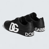 D&G Calfskin Nappa Portofino Sneakers 'Black DG Logo Print'