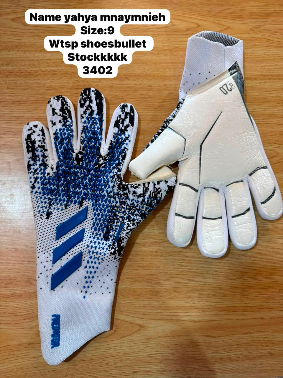 adidas gloves blue and white