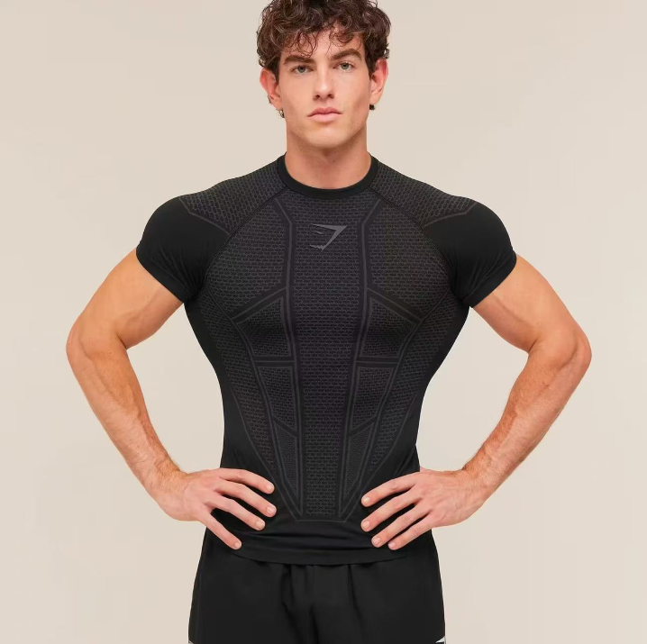 Gymshark Onyx V1 T-Shirt – Black / Onyx Grey / Brand Blue